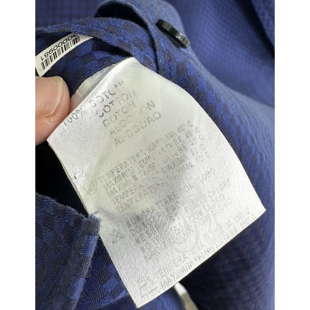 Versace Collection Mens Shirt Button Down Sz 42 16.5 Buffalo Check Blue Black‌‌ - Picture 8 of 11